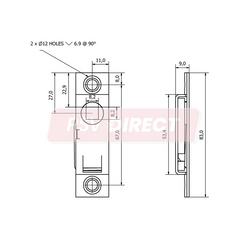 PDP00189-Budget Lock, Right Hand Fitting, Length: 83mm, Width: 22mm-PSV Parts Direct