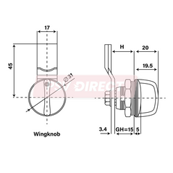 PDP00202-Compartment Lock. Short Wing Locking Style, Door Thickness: 1-6 - Grip Range: 20-22-PSV Parts Direct