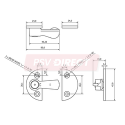 PDP00390-Chrome Gravelley Fastener with Oval Plate-PSV Parts Direct