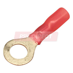 PDP00743-Red Insulated Heat Shrinkable Ring Terminal, Connector Size 6.5mm, Conductor Size 0.5-1.5mm², Cable Size 9-21/0.30mm-PSV Parts Direct