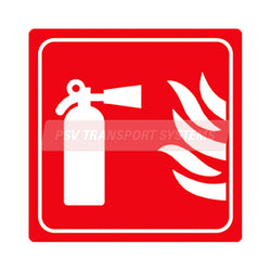 PDP15990-<p>Fire Extinguisher Label</p>White Fire Extinguisher Symbol on Red Background.