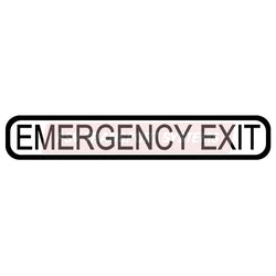PDP21906-Emergency Exit Sticker. Black Text on White Background