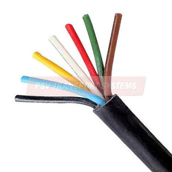 PDP01228-Seven Core PVC Multicore Cable, 7 x 24/0.20mm, 0.75mm2 14 Amp, Brown/Red/Green/Yellow/Blue/Black/White, Sheathed Black, 30M Roll-PSV Parts Direct