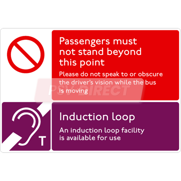 Passengers Must Not Stand Beyond This Point / Induction Loop Sticker ...