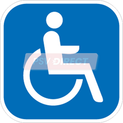 PDP00147-Disabled Badge Sticker, Man in Wheelchair, White Symbol on Blue Background, 100 x 100mm-PSV Parts Direct