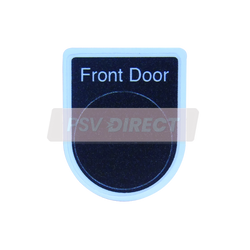 PDP00150-Front Door Button Surround Heavy Duty Encapsulated Label, White Text on Black Background-PSV Parts Direct