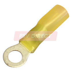 PDP00738-Yellow Insulated Heat Shrinkable Ring Terminal, Connector Size 5.3mm, Conductor Size 4-6mm²-PSV Parts Direct