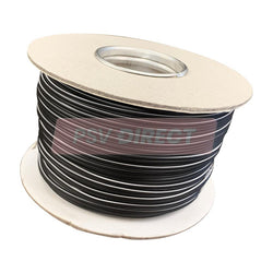 PDP01222-Twin Core PVC Speaker Cable , 2 x 12/0.20mm, 0.38mm2 2 Amp, Black/White, Sheathed Black, 100M Roll-PSV Parts Direct