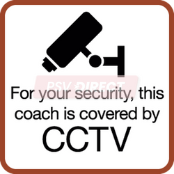 PDP01400-For your security, this coach is covered by CCTV Sticker, 100 x 100mm-PSV Parts Direct