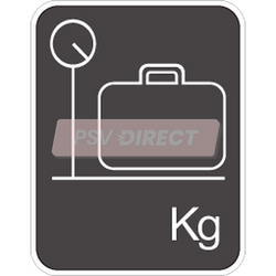 PDP01402-Luggage Sticker, White Luggage/Kg Symbol on Grey Background, 70 x 90mm-PSV Parts Direct