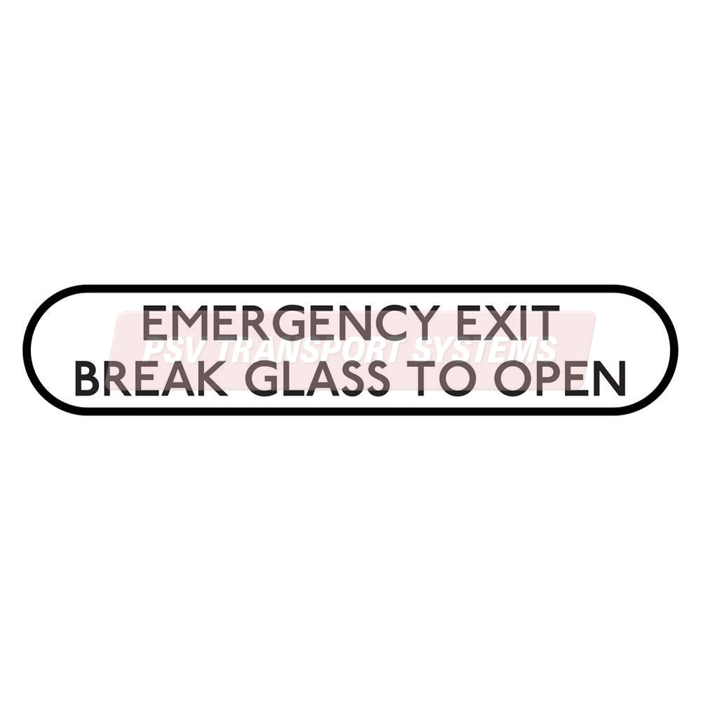 PDP20822-Emergency Exit Break Glass To Open Sticker, Black Text on ...