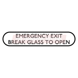 PDP20822-Emergency Exit Break Glass To Open Sticker, Black Text on White Background, 48mm Height