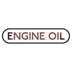 PDP20827-Engine Oil Sticker. Black Text on White Background