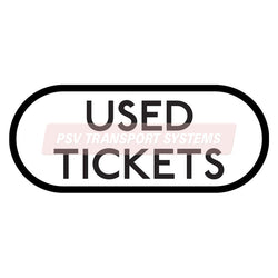PDP20829-Used Tickets Sticker, Black Text on White Background, 46mm Height