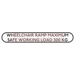 PDP20836-Wheekchair Ramp Maximum Safe Working Load 300KG Sticker, Black Text on White Background, 44mm Height
