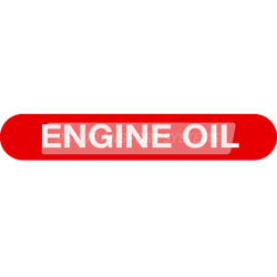 PDP01396-Engine Oil Sticker, White Text on Red Background, 113 x 19mm-PSV Parts Direct