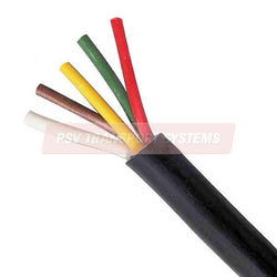 PDP01230-Five Core PVC Multicore Cable, 4 x 14/0.30mm, 1.00mm2, 1 x 28/0.30mm, 2.00mm2 8.75 Amp, 17.5 Amp, Brown/Red/Green/YellowWhite, Sheathed Black, 30M Roll-PSV Parts Direct