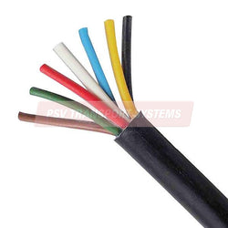 PDP01229-Seven Core PVC Multicore Cable, 6 x 14/0.30mm, 1.00mm2, 1 x 28/0.30mm, 2.00mm2 8.75 Amp, 17.5 Amp, Brown/Red/Green/Yellow/Blue/Black/White(17.5A), Sheathed Black, 30M Roll-PSV Parts Direct
