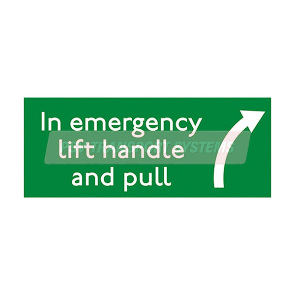 PDP22370-In Emergency Lift Handle and Push Label. White Text/Symbol on ...
